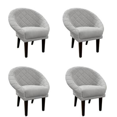 Imagem de Kit 4 Cadeiras Sala de Estar Liz Veludo Cinza - Mansão Decor