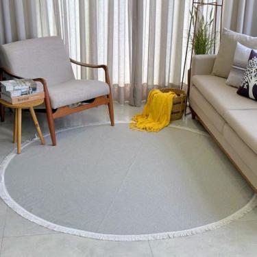 Imagem de Tapete Redondo Moderno 100 x100cm, para Sala, Cozinha, Quarto Elegante Antiderrapante (Bege Mesclado)