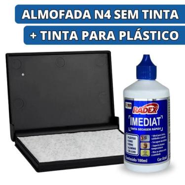 Imagem de Kit Almofada Para Carimbo Sem Tinta N4 + 1 Tinta Azul Imediat Para Plá
