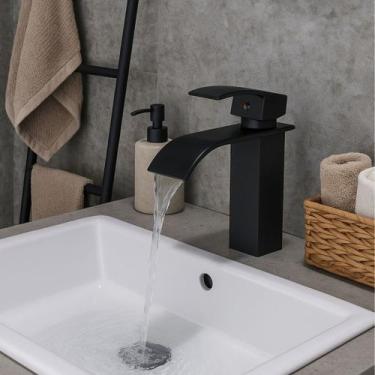 Imagem de Torneira Banheiro Lavabo Monocomando Quadrada Cascata Black - STILLUS 