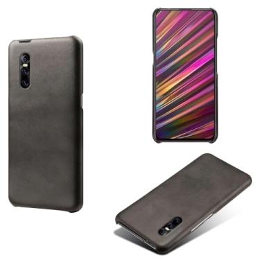 Imagem de Capa para vivo V15 Pro,Proteção contra quedas,Casca de volta de cor sólida simples,Design de couro de imitação de plástico-Black