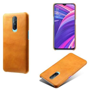 Imagem de Capa para OPPO R17 Pro,Proteção contra quedas,Casca de volta de cor sólida simples,Design de couro de imitação de plástico-Orange