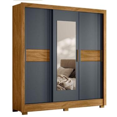 Imagem de Guarda Roupa Casal 3p Espelho 202 Cm Bahamas Freijo Cinza Moval