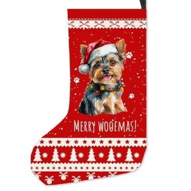 Imagem de FIicy Yorkshire Terrier Presentes Meias de Natal para Cachorros, Yorkshire Terrier, Meias de Natal para Cachorros, YorkshireTerrier Merry Woofmas Meias de Natal, Presentes de Natal para Amantes de