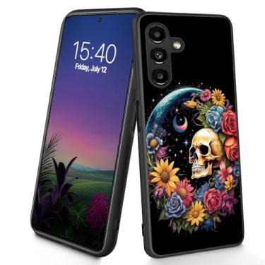 Imagem de Bxgolkgd Projetada para Galaxy A17 5G, capa protetora antiderrapante de silicone TPU macio e fino à prova de choque para Samsung Galaxy A17 5G 2025 de 6,7 polegadas - caveira de flor