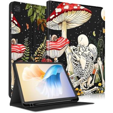 Imagem de Uppuppy Capa para Samsung Galaxy Tab S6 Lite de 10,4 polegadas crianças com caveira fofa para meninos fólio feminino legal meninas esqueleto gótico engraçado terror assustador capa para tablet Samsung S6 Lite Tab Cases SM-P610/P613/P615/P619