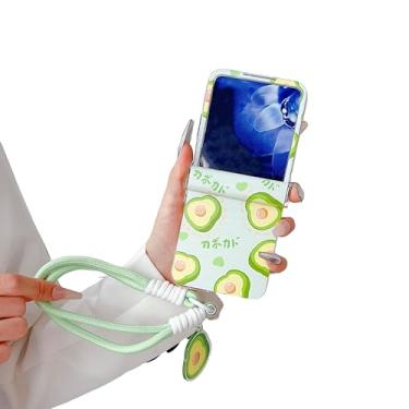 Imagem de SKPY Linda capa compatível com Motorola Razr 60 com cordão de pérola, desenho animado engraçado abacate fruta padrão capa de proteção de dobradiça à prova de choque para Razr 60 para mulheres e homens