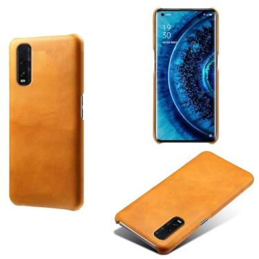 Imagem de Capa para OPPO Find X2,Proteção contra quedas,Casca de volta de cor sólida simples,Design de couro de imitação de plástico-Orange