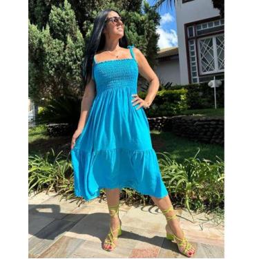Imagem de Vestido Midi De Alcinha Modelo Plus Size Tamanho Grande Cores Do Verão
