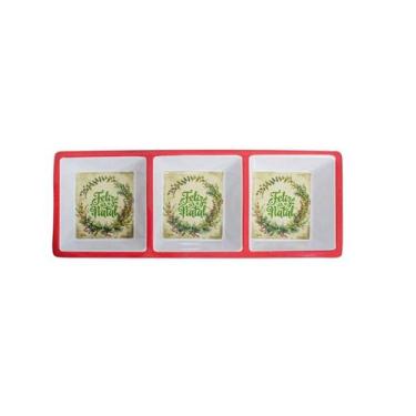 Imagem de Petisqueira Natalina Em Melamina com 3 Divisórias 37x15cm - WARI, Feli