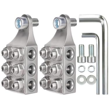 Imagem de Conectores de terminal de bateria de 6 vias – cabe cabos de até 4/0 AWG – Grampos de terminal de bateria de carro M8 para áudio de carro, fuzileiro, RV, caminhão – 1 par