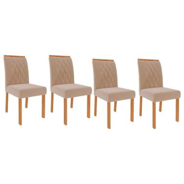 Imagem de Kit 2 Cadeiras Sala Jantar Juliana Wood 4 Un Madeirado/Suede Nude Bege - Cimol