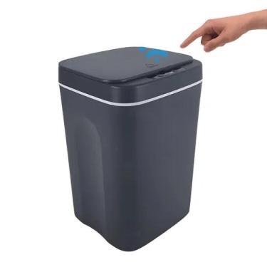 Imagem de Lixeira Automática Cesto Lixo Inteligente 12l Tampa Sensor Movimento Design Moderno Cinza