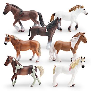 Imagem de Conjunto de estatuetas de cavalos realistas de PVC, 7 unidades para crianças a partir de 3 anos