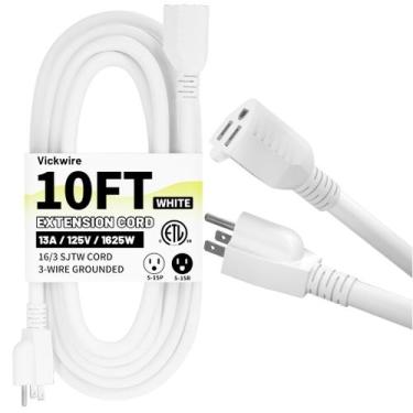Imagem de Cabo de extensão Vockjour 16/3 branco 3m à prova d'água 13A 1625W