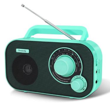 Imagem de Rádio portátil DreamSky AM/FM, Plug-in/bateria, entrada para fone de o