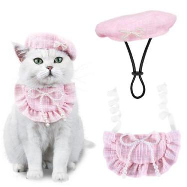 Imagem de Conjunto de fantasias Pet Princess, chapéu de boina para cães e gatos 