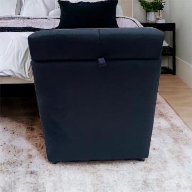Imagem de Puff Baú Decorativo Quadrado Para Sala Quarto Suede Preto Madelina Decor
