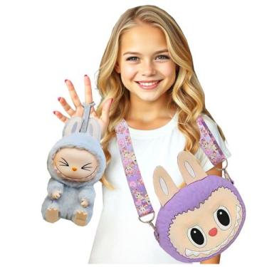 Imagem de Kit Labubu Bolsinha Silicone + Boneco Surpresa Chaveiro Colecionável S