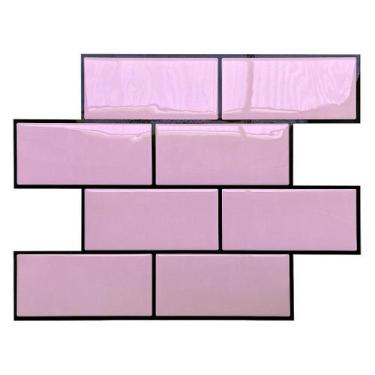 Imagem de Pastilha Adesiva Resinada Metro Light Pink com Rejunte Preto - 38,5cm 