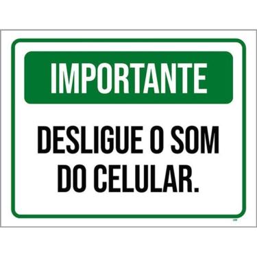 Imagem de Kit 5 Placas Sinalização - Importante Desligue Som Celular