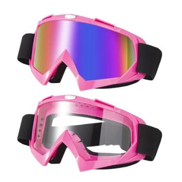 Imagem de LJDJ Óculos Dirt Bike & Motorcycle – Pacote com 2 óculos de quadriciclo e esqui – Óculos de corrida à prova de vento para homens, mulheres e jovens