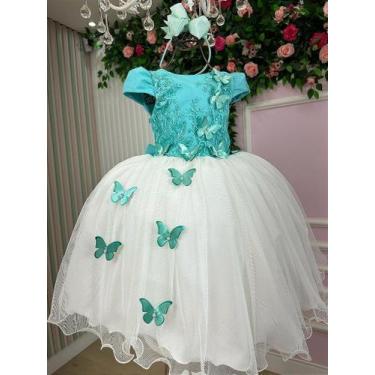 Imagem de Vestido Infantil Daminha Midi Florista Jardim Encantado Verde e Off - 