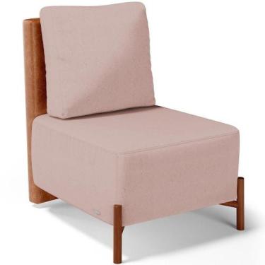 Imagem de Poltrona Decorativa Living Pés Madeira Hungria L02 material sintético 