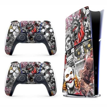 Imagem de Skin Sticker for Game Console 5 Slim Version, Both Disc & Digital Edition - Gangster Art, Removable Decal Cover for 2 Controllers & Console