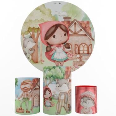 Imagem de Kit Decoração Festa, Painel Chapeuzinho Vermelho + Trio Capas De Cilindros