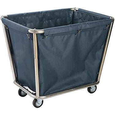 Imagem de Prateleira carros móveis cesta classificadora de lavandaria carro com rodas com sacos de tecido removíveis duráveis 4 Ers, para casa de banho de lavandaria de hotel / castanho (azul)