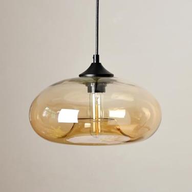 Imagem de KSSTEVNBD Luzes pendentes ilha de cozinha luminária de vidro soprado à mão moderna fazenda hall de entrada luz pendurada lustres de teto ajustável sala de jantar luminária pendente sobre mesa, soprado