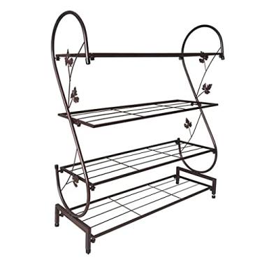 Imagem de LVEGHCR Ferro forjado preto para móveis de casa, 4 camadas, pode conter 12 pares de sapatos, adequado para sala de estar, alpendre, organizador de sapatos, várias camadas