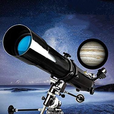 Imagem de Telescópio com prisma ereto de 90°, telescópio para iniciantes, calibre portátil de 80 mm, comprimento focal de 900 mm, telescópio refrator com tripé e bolsa de transporte