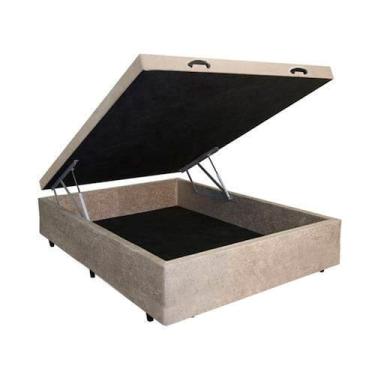 Imagem de Base Cama Box Bau Casal Bege Suede Premium 47x138x188 - Santo Box FR
