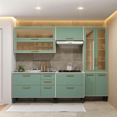 Imagem de Cozinha Completa Com Pia 5 Peças Bossa Nova Bertolini - Verde/branco Verde/branco