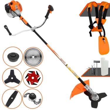 Imagem de Máquina de Corta Grama Vulcan VR520H À Gasolina 52cc 2,5HP 10.000rpm Multifunções Profissional Completa Com Carretel de Nylon + 5 Lâminas de Corte