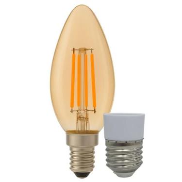 Imagem de Lâmpada Filamento LED C35 Decorativa Retrô Vintage Âmbar Bivolt E27 - 