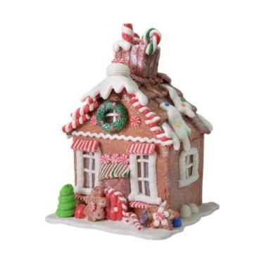 Imagem de Enfeite Natalino Casa de Biscoito do Papai Noel 18cm - Decoração Natal