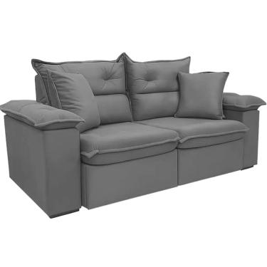 Imagem de Sofá Ferrari 3 Lugares Retrátil e Reclinável Tecido Veludo 200cm L3 Estofados Cor Cinza