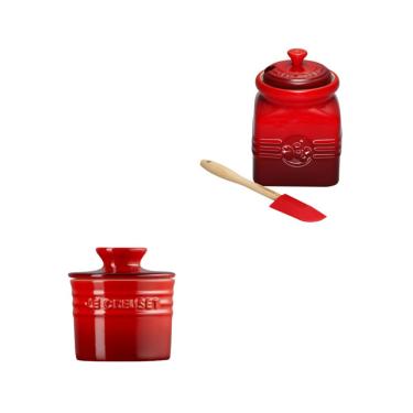 Imagem de KIT LE CREUSET POTE PARA GELEIA E POTE PARA MANTEIGA EM CERÂMICA VERMELHO