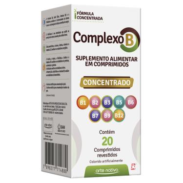 Imagem de COMPLEXO B CONCENTRADO 8 VITAMINAS 20 COMPRIMIDOS - ARTE NATIVA