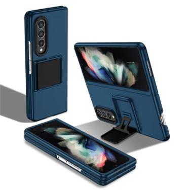 Imagem de Para Samsung Z Fold 5 4 3 3D Suporte dobrável oculto Capa de telefone fosca para Samsung Z Flip 3 4 5 Suporte para PC Capa, azul, para Samsung Z Flip 4
