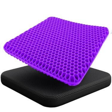 Imagem de EcoNour Almofada de assento de gel para sentar por muito tempo (grande e grosso) – Suporte de colmeia para alívio de pressão, dor nas costas, ciática, cóccix, quadril e cóccix | Almofada de assento