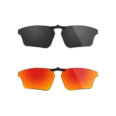 Imagem de Fiskr Óculos de sol polarizados de encaixe para Oakley Crosslink Sweep OX8031 55 mm - Proteção UV - Ajuste universal para homens e mulheres - Preto clássico e vermelho fogo