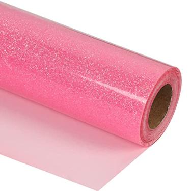 Imagem de guangyintong Rolos De Vinil Htv Com Transferência Térmica Rosa Brilhante E Glitter, 30 Cm X 2,4 M Para Passar A Ferro Em Camisetas, Todas As Máquinas Corte, Fáceis Cortar Design Faça Você Mesmo