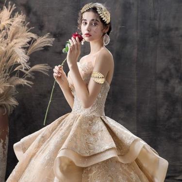 Imagem de Conjunto de joias de noiva com faixa de cabeça de deusa grega, ramo de folha de louro romano, coroa, braço, braço, pulseira ajustável, standard, Liga de aço, Sem Pedra Preciosa