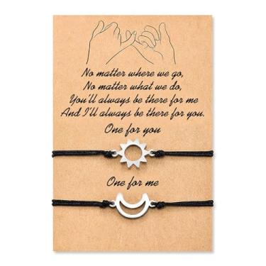 Imagem de Conjunto de pulseiras de sol e lua, joias de tecelagem ajustáveis para mulheres, moda feminina, com cartão, minimalista, versátil, para casais, presente de amizade, design simples e elegante