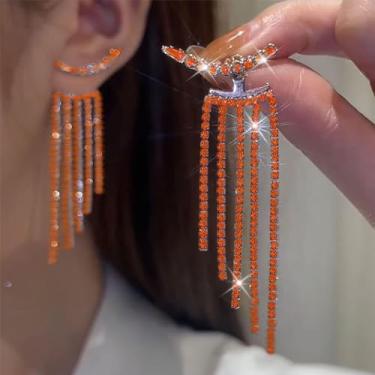 Imagem de Brincos de strass pendurados para mulheres, candelabro, borla, brincos prateados, longos de cristal, corrente brilhante, casamento, noivas, damas de honra, formatura, festa, joias, presentes, Medium