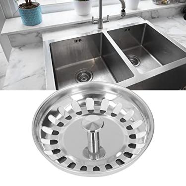 Imagem de Cesta de filtro de pia, aço inoxidável, evita facilmente bloqueio, durável, substituição de filtro de ralo de pia de cozinha com tampa inferior, para casa
